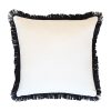 Cushion Cover-Coastal Fringe Black-Solid Natural – 45×45 cm