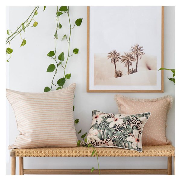 Cushion Cover-With Piping-Paint Stripes Blush – 60×60 cm