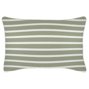 Cushion Cover-With Piping-Hampton Stripe Sage – 35×50 cm