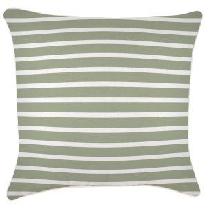 Cushion Cover-With Piping-Hampton Stripe Sage – 60×60 cm
