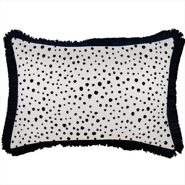 Cushion Cover-Coastal Fringe Black-Lunar – 35×50 cm