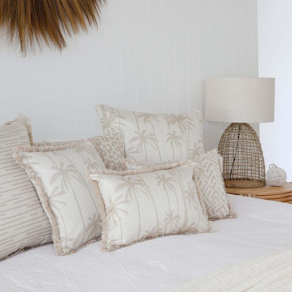 Cushion Cover-Coastal Fringe-Tall-Palms-Beige – 45×45 cm