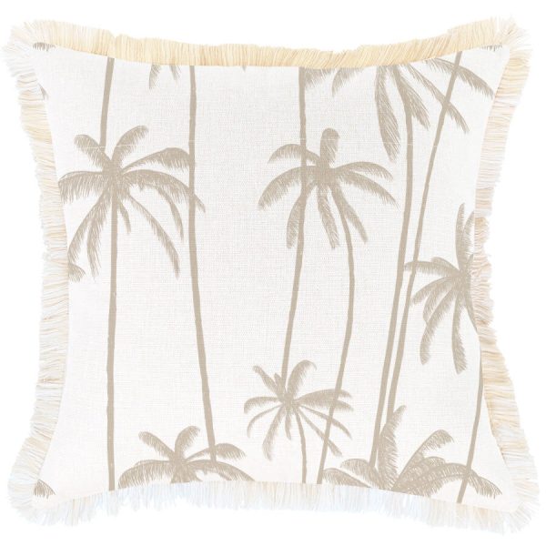 Cushion Cover-Coastal Fringe-Tall-Palms-Beige – 45×45 cm