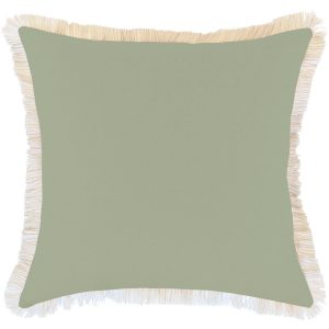 Cushion Cover-Coastal Fringe-Solid-Sage – 60×60 cm