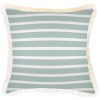 Cushion Cover-Coastal Fringe Natural-Hampton Stripe Seafoam – 45×45 cm