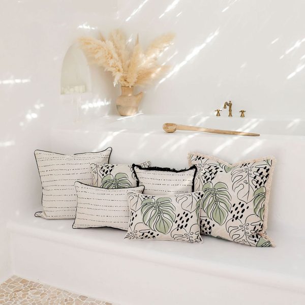 Cushion Cover-Coastal Fringe Natural-Rainforest Sage – 60×60 cm
