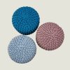 Kids Hand Knitted Cotton Braided Foot Rest Sitting Stool Ottoman – Light Grey