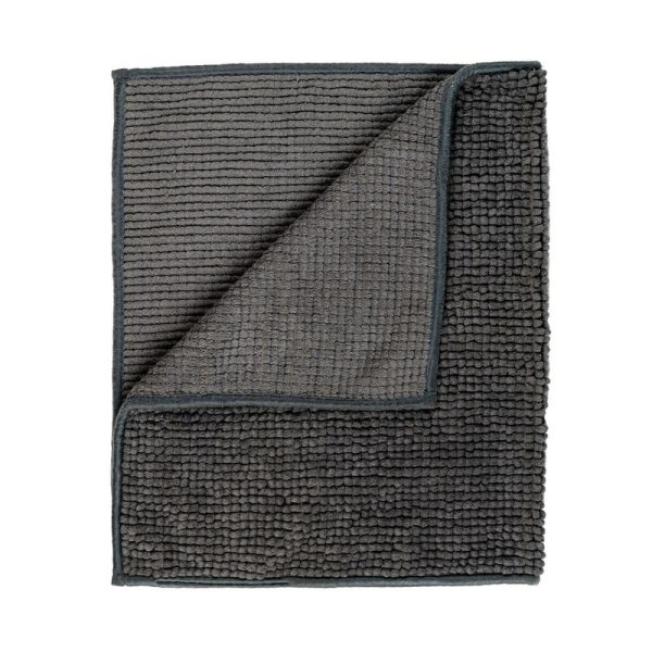 Microfiber Shower & Bathroom Bath Mat Non Slip Soft Pile Design – Dark Grey
