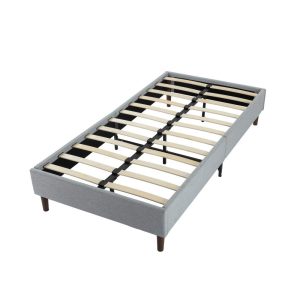 Bedframe with Wooden Slats (Light Grey) – QUEEN