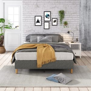 Metal Bed Frame Mattress Foundation – KING, Dark Grey