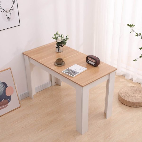Dining Table Rectangular Wooden 120M – Wood and White