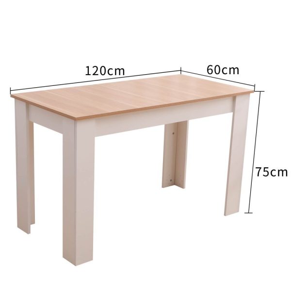 Dining Table Rectangular Wooden 120M – Wood and White