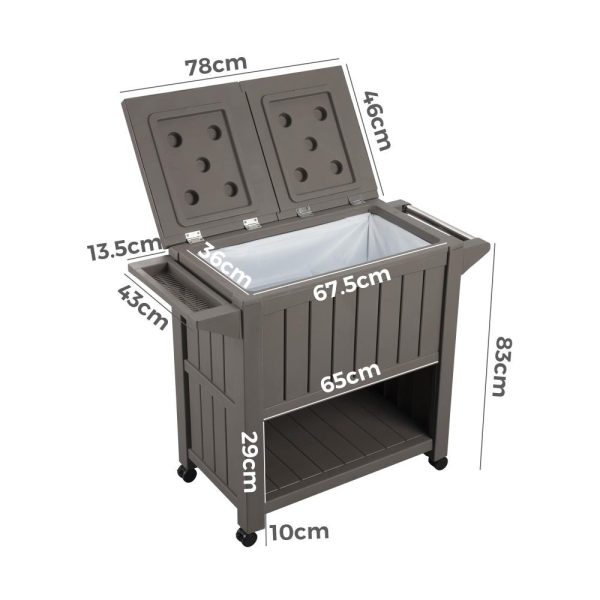 Garden Bar Serving Cart with Cooler (Taupe)