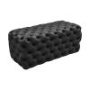 Black Leathaire Ottoman-Rectangular