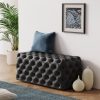 Black Leathaire Ottoman-Rectangular