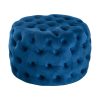 Round Velvet Ottoman in Navy