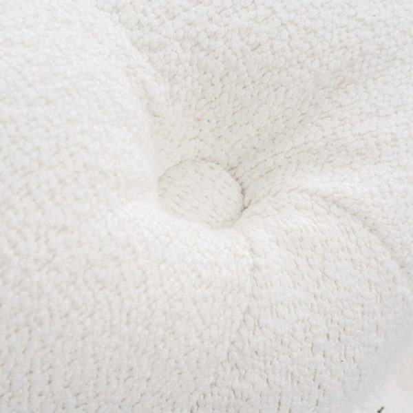 Boucle White Ottoman-Round