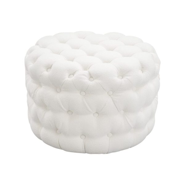 Boucle White Ottoman-Round