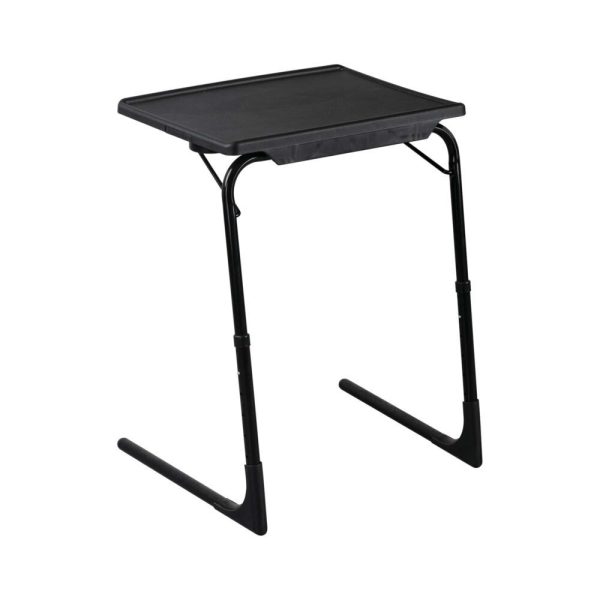 Foldable Table Adjustable Tray Laptop Desk with Removable Cup Holder-Black