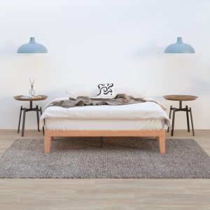 Warm Wooden Natural Bed Base Frame – QUEEN