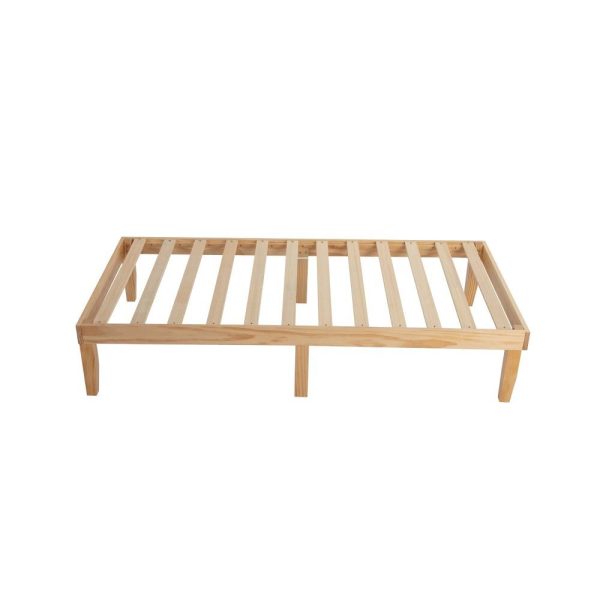 Single Size Warm Wooden Natural Bed Base Frame – Single