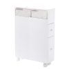 Removable Bathroom Side Cabinet Toilet Caddy with Storage Drawers- White