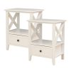 2-tier Bedside Table with Storage Drawer 2 PC – Rustic White