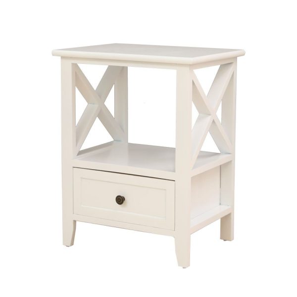 2-tier Bedside Table with Storage Drawer 2 PC – Rustic White