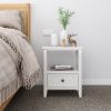 2-tier Bedside Table with Storage Drawer 2 PC – Rustic White