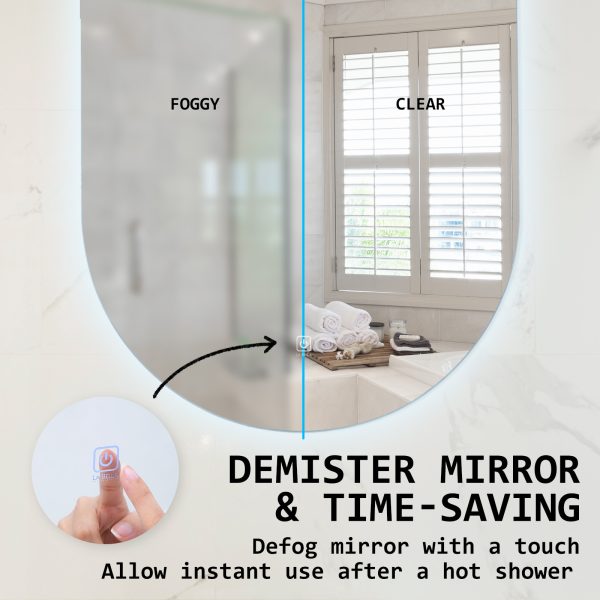 2 Set LED Wall Mirror Oval Anti-Fog Bathroom 45x100cm BLACK