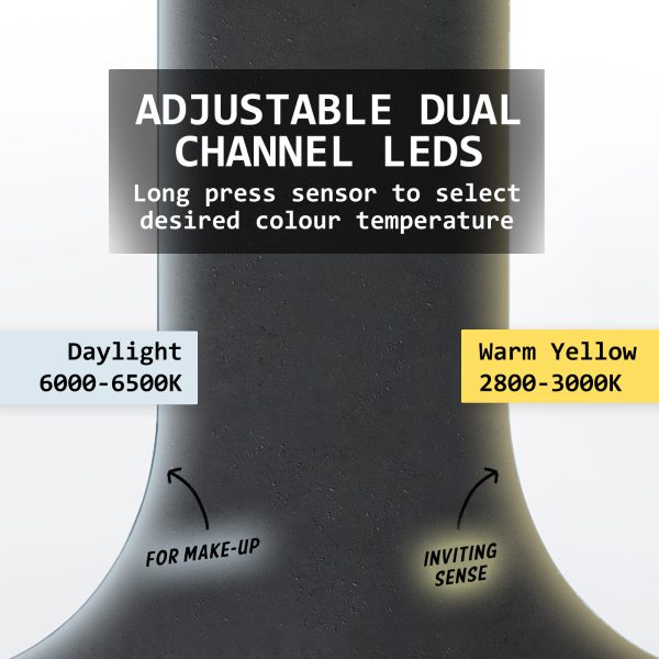 2 Set LED Wall Mirror Oval Anti-Fog Bathroom 45x100cm BLACK