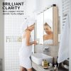 La Bella Bathroom Mirror Cabinet Wall Twin Door Shaving Storage – 75×72 cm, Oak