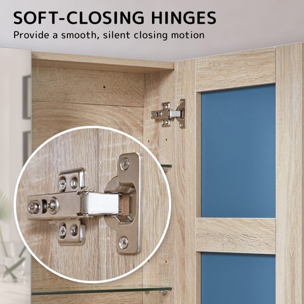 La Bella Bathroom Mirror Cabinet Wall Twin Door Shaving Storage – 75×72 cm, Oak
