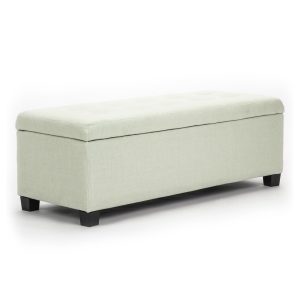 La Bella 102cm Storage Ottoman Stool Fabric – Light Green