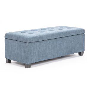 La Bella 102cm Storage Ottoman Stool Fabric – Light Grey Blue