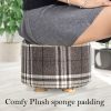 La Bella Fabric Ottoman Round Wooden Leg Foot Stool