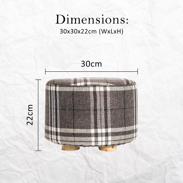 La Bella Fabric Ottoman Round Wooden Leg Foot Stool