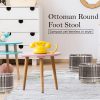 La Bella Fabric Ottoman Round Wooden Leg Foot Stool