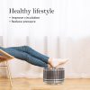 La Bella Fabric Ottoman Round Wooden Leg Foot Stool