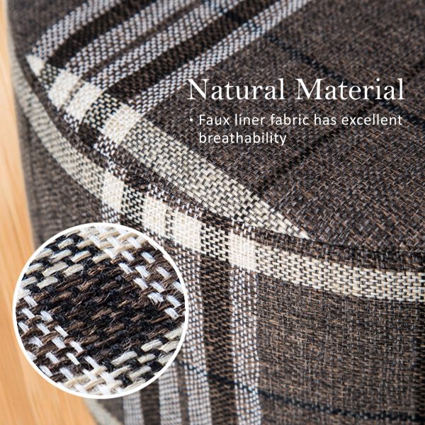 La Bella Fabric Ottoman Round Wooden Leg Foot Stool