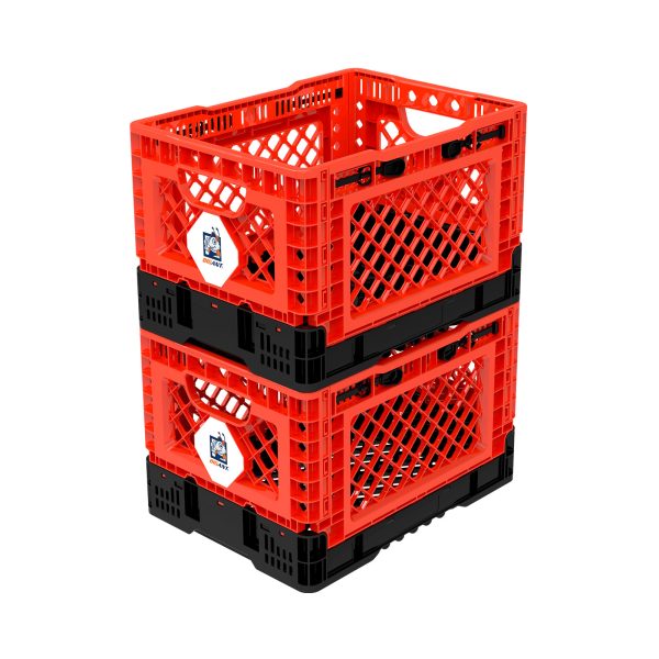 25L Smart Foldable Stackable Crate Tool Collapsible Storage Box – Red
