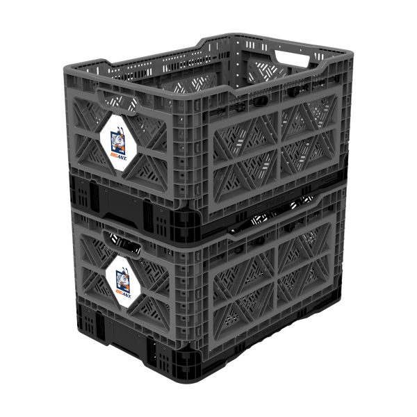 48L Smart Foldable Stackable Crate Tool Collapsible Storage Box – Charcoal
