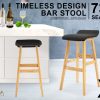 4X Wooden Bar Stool Dining Chair Fabric DARA 73cm BLACK