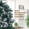 Home Ready 210cm 1290 tips Green Snowy Christmas Tree Xmas – 5ft, Pine Cones + Bauble Balls
