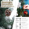 Home Ready 210cm 1290 tips Green Snowy Christmas Tree Xmas – 5ft, Pine Cones + Bauble Balls