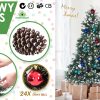 Home Ready 210cm 1290 tips Green Snowy Christmas Tree Xmas – 5ft, Pine Cones + Bauble Balls