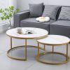 Nesting style Coffee Table – 80cm/60 cm, White and Champagne Gold