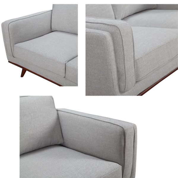 Dodworth Sofa Fabric Uplholstered Lounge Couch – Grey – 2 + 3 Seater