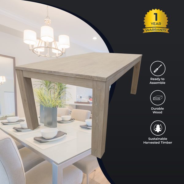 Dining Table Solid Mt Ash Wood Home Dinner Furniture – White – 225x100x76 cm