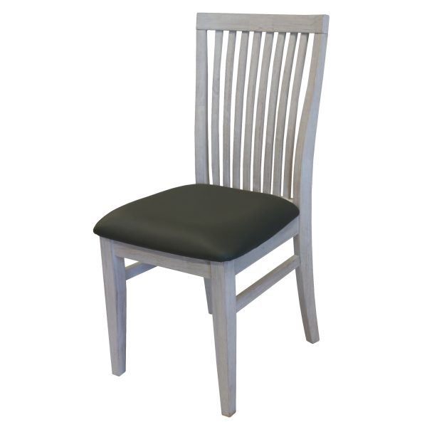 PU Seat Dining Chair Set of 2 Solid Ash Wood Dining Furniture – White